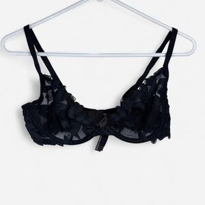 Victoria’s Secret Sheer Floral Lace Underwire Bra Black 36C Women’s Lingerie